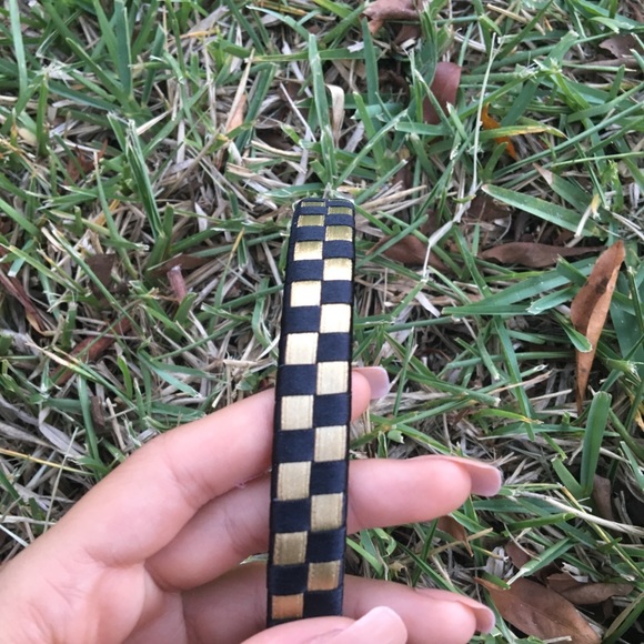 Gold and Black Checkered Handmade Headband - Picture 1 of 4